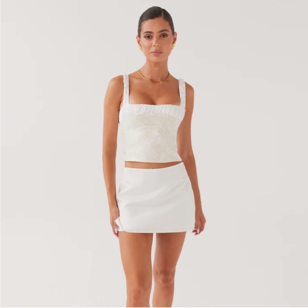 NWT Peppermayo two piece top and skirt set brand new cropped and satin